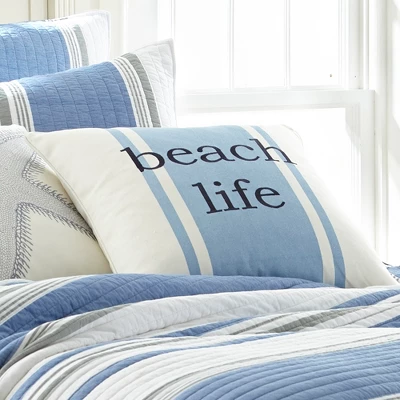 St Bart Beach Life Decorative Pillow - Blue, White - Levtex Home 3 St Bart Beach Life Decorative Pillow - Blue, White - Levtex Home