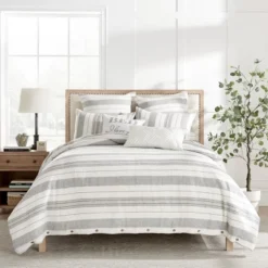 Monroe Stripe Grey Duvet Set - Levtex Home -Letex Home Shop GUEST 08da0e2a 8b71 4a69 8514 d2756992d897