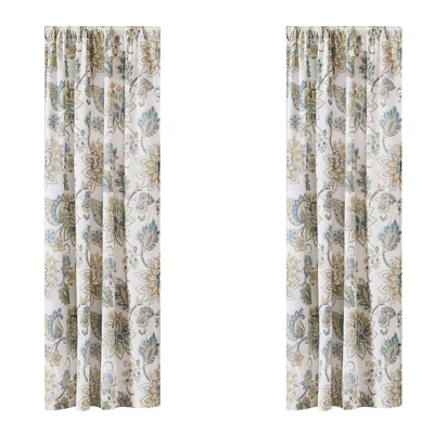 Palladium Floral Lined Curtain Panel With Rod Pocket - Levtex Home 3 Palladium Floral Lined Curtain Panel With Rod Pocket - Levtex Home