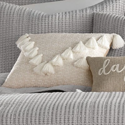 Mills Waffle Texture Tassel Decorative Pillow - Levtex Home 4 Mills Waffle Texture Tassel Decorative Pillow - Levtex Home - Image 2