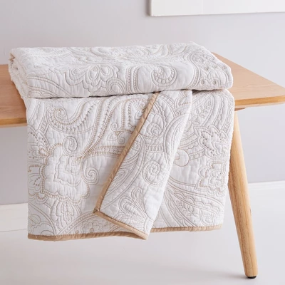 Perla White Quilted Throw - Levtex Home 3 Perla White Quilted Throw - Levtex Home