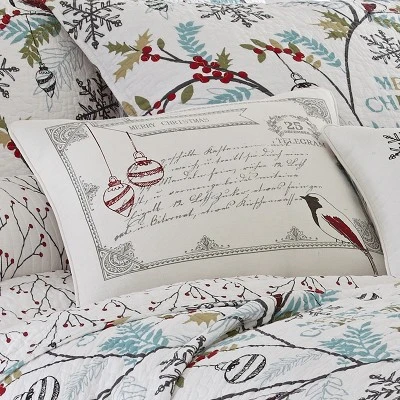 Holly Holiday Decorative Pillow White - Levtex Home 3 Holly Holiday Decorative Pillow White - Levtex Home