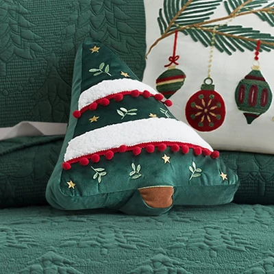 O Christmas Tree Green Shaped Christmas Tree Pillow - Levtex Home 3 O Christmas Tree Green Shaped Christmas Tree Pillow - Levtex Home