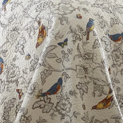 Mockingbird Toile Quilt And Pillow Sham Set - Levtex Home 4 Mockingbird Toile Quilt And Pillow Sham Set - Levtex Home - Image 2