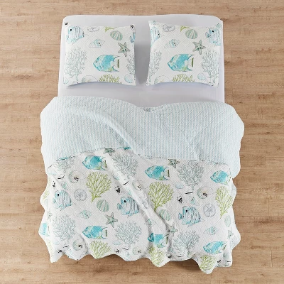 Biscayne Quilt Set - Teal, Green, Aqua - Levtex Home 4 Biscayne Quilt Set - Teal, Green, Aqua - Levtex Home - Image 2
