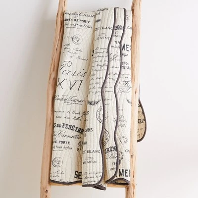 Histoire Script Quilted Throw - Levtex Home 4 Histoire Script Quilted Throw - Levtex Home - Image 2
