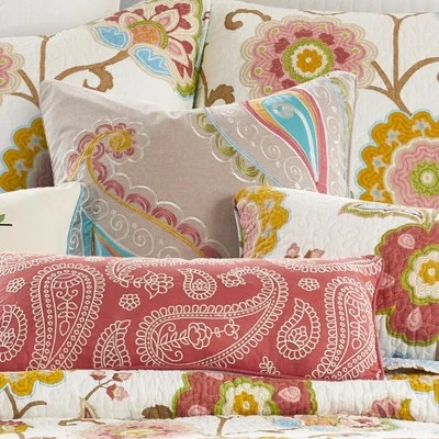 Ashbury Spring Embroidered Paisley Decorative Pillow - Levtex Home 3 Ashbury Spring Embroidered Paisley Decorative Pillow - Levtex Home