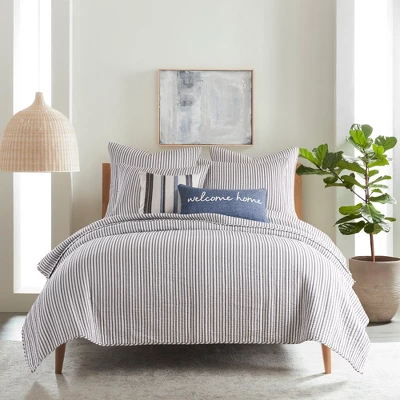 Tobago Stripe Charcoal Euro Sham Set - Two Euro Shams - Levtex Home 4 Tobago Stripe Charcoal Euro Sham Set - Two Euro Shams - Levtex Home - Image 2