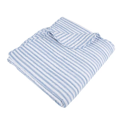 Martha Stripe Blue Quilted Throw - Levtex Home 3 Martha Stripe Blue Quilted Throw - Levtex Home