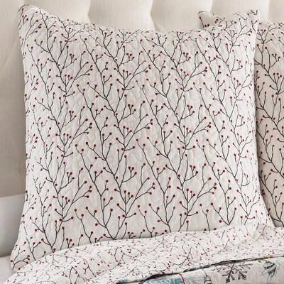Holly Holiday Euro Sham Set Of 2 White - Levtex Home 3 Holly Holiday Euro Sham Set Of 2 White - Levtex Home