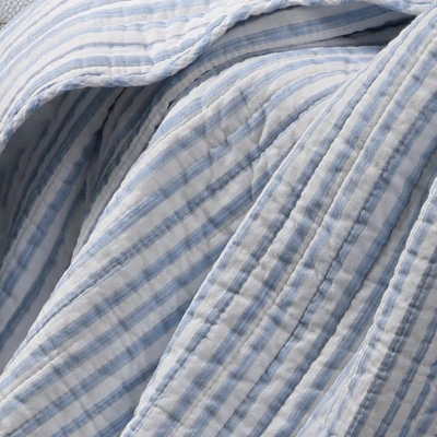 Martha Stripe Blue Quilted Throw - Levtex Home 7 Martha Stripe Blue Quilted Throw - Levtex Home - Image 5