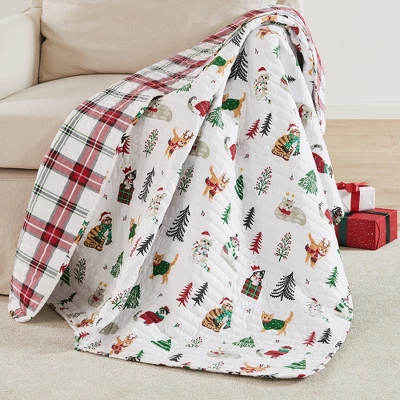 Meowy Christmas Quilted Throw - Levtex Home 3 Meowy Christmas Quilted Throw - Levtex Home