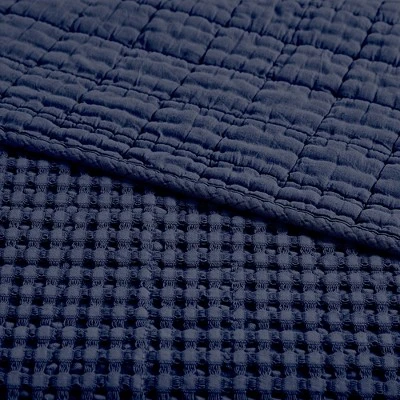 Mills Waffle Navy Quilted Throw - Levtex Home 5 Mills Waffle Navy Quilted Throw - Levtex Home - Image 3