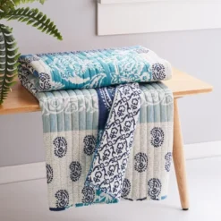 Chandra Printed Patchwork Quilted Throw - Levtex Home