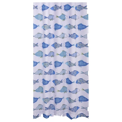 Catalina Fish Lined Shower Curtain With Grommets - Levtex Home 4 Catalina Fish Lined Shower Curtain With Grommets - Levtex Home - Image 2