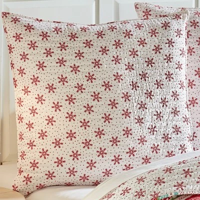 Let It Snow Holiday Euro Sham Set Of 2 Red - Levtex Home 3 Let It Snow Holiday Euro Sham Set Of 2 Red - Levtex Home