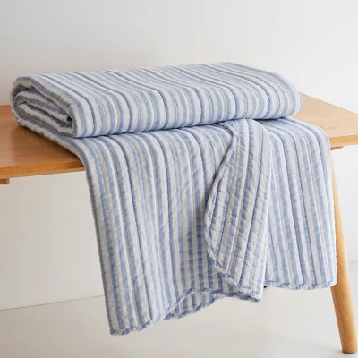 Martha Stripe Blue Quilted Throw - Levtex Home 4 Martha Stripe Blue Quilted Throw - Levtex Home - Image 2