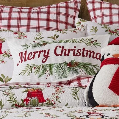 Pine & Plaid Printed Merry Christmas Pillow 12x20 - Levtex Home 3 Pine & Plaid Printed Merry Christmas Pillow 12x20 - Levtex Home