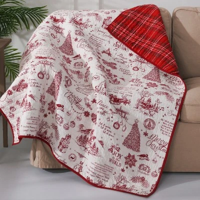 Yuletide Holiday Quilted Throw Red - Levtex Home 3 Yuletide Holiday Quilted Throw Red - Levtex Home