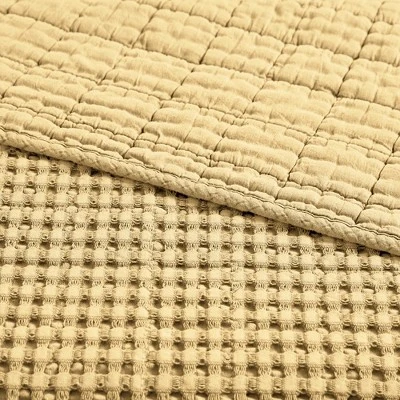 Mills Waffle Ochre Quilted Throw- Levtex Home 5 Mills Waffle Ochre Quilted Throw- Levtex Home - Image 3
