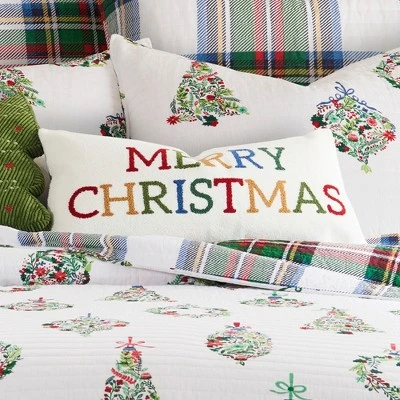 Festive Baubles Merry Christmas Pillow 12x24 3 Festive Baubles Merry Christmas Pillow 12x24